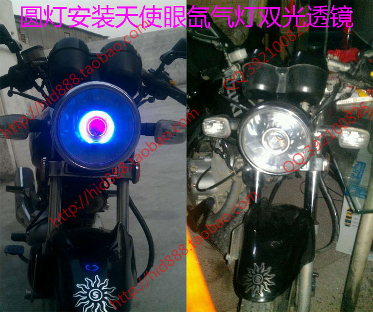 Xe Máy mới 2.5 Inch Ống Kính Đôi Xenon Ánh Sáng Mắt Thiên Thần Mắt Quỷ Xe Máy Lens đèn xe wave alpha