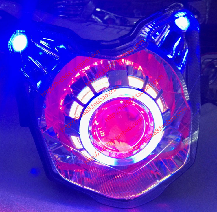 Yamaha bay đến 150 xe máy YS150 ống kính mắt thiên thần đèn xenon đèn pha ống kính kép sửa đổi lắp ráp đèn pha tròn xe máy