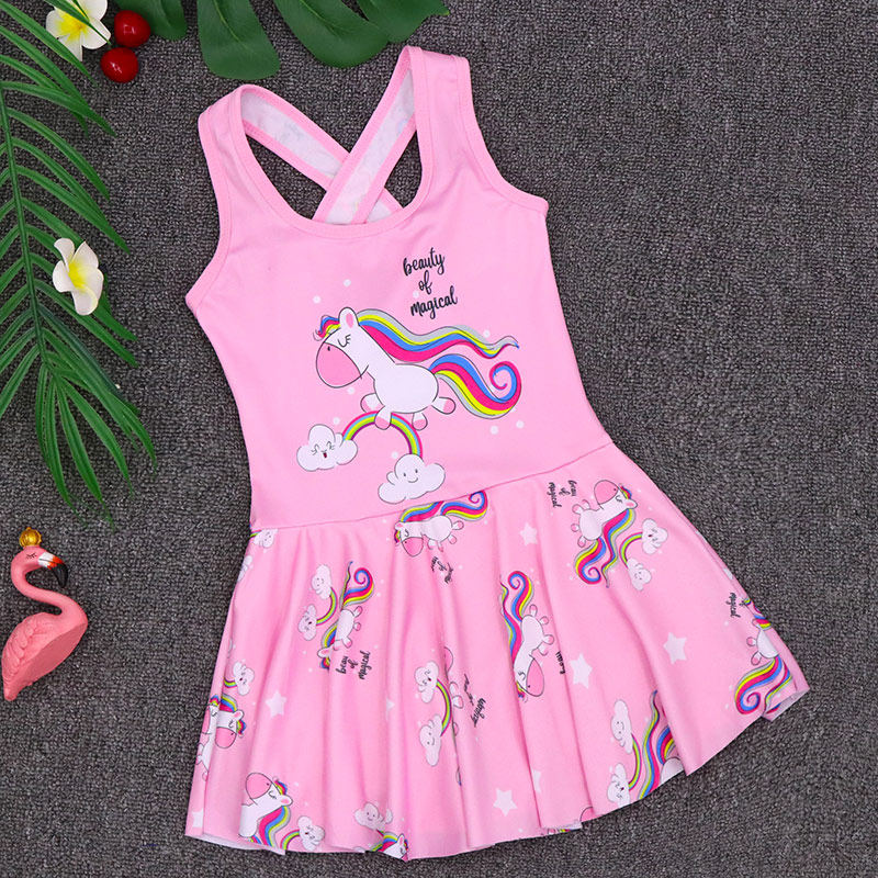 Girls' one-piece swimsuit 2024 new children's swimsuit princess style casual surfing cute swimsuit set