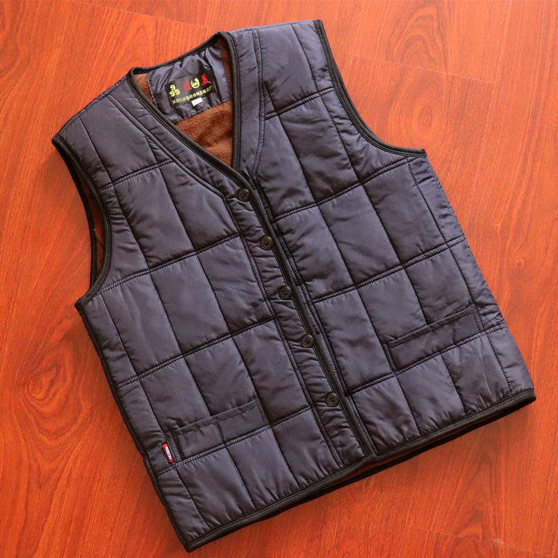 Middle Aged Men's Horse Chia Autumn Winter Casual Multi-Pocket Kan Shoulder New Gush Thickened Vest Warm Cotton Waistcoat