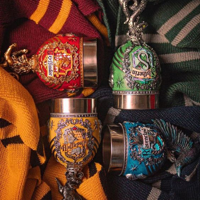 Harry Potter Themed Stainless Steel Goblet Mug Slytherin Lion Snake Badger Eagle Cup Birthday Gift
