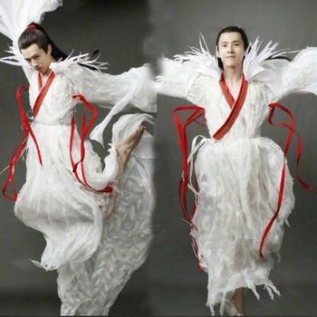 Film and Television Demon Cat Legend Baihe Youth-Style Ancient Costume Feather Outfit Liu Haoran White Dragon Danlong Fairy Costume Performance Outfit