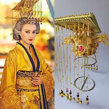 Fan Bingbing Version Wu Zetian's Same Style Emperor Crown Golden Crown with Curtain Head Crown Wu Zeti Tian Headdress Classy Customized
