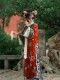Forbidden City Popular Photo Spot Qing Dynasty Princess-Style Red Large-Sleeved Flag Costume Travel Photography Performance Outfit Fully Embroidered Women's Clothing