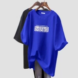 Весенняя модная летняя черная футболка с коротким рукавом, короткий рукав, коллекция 2022, в западном стиле, большой размер, оверсайз