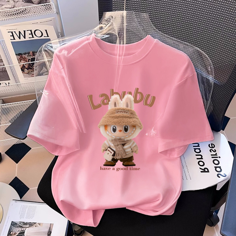 Pink T-Shirt for Women, Pure Cotton, Short-Sleeved, Summer 2026 New Popular Style, Loose Fit, Slimming, Half-Sleeve, Stylish, Age-Reducing Top, Trendy