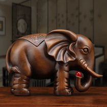 Home living room TV wine cabinet Bo ancient shelf small decorations ornaments Zhaocai town house elephant a pair of wooden New Chinese style