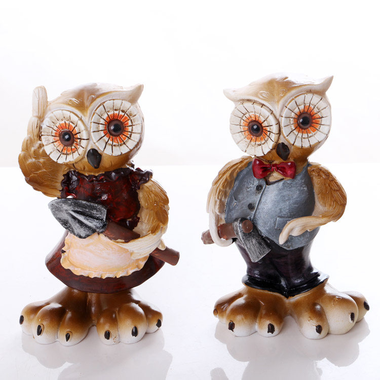 Couple owl home decoration cute abstract living room TV cabinet wine cabinet mini art decoration bird