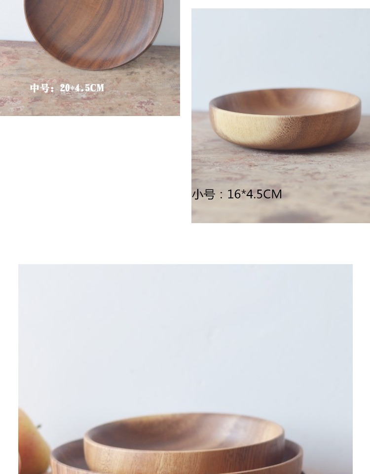 Sản phẩm mới Gỗ keo Châu Âu Salad gỗ Bát trái cây Tấm gỗ sáng tạo Retro bát gỗ ba mảnh khay bánh kẹo gỗ