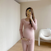 Pregnancy Woman Dress Winter Fall 2021 New Autumn Clothes Suit Design Sensation Tugging Belly collar Garvelour thickened Long sleeves Two sets