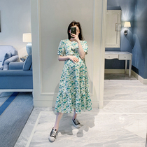 Pregnant summer dress little daisy dress new fashion loose Korean version floral mid-length over-the-knee printed skirt long dress