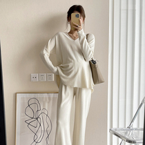 hotsmom gestational woman dress early spring fall new knitwear external long sleeve two-piece sweater net red fashion style suit