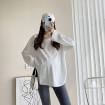 Pregnant womans new pure white T-shirt long sleeve undershirt loose 100 hitch fashion brief mid-length blouse