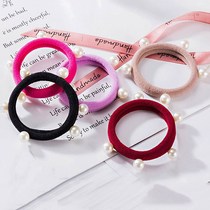 High elastic color towel ring nail Pearl Hairband hair rope simple seamless headline hair head rope treatment