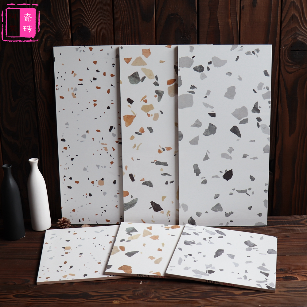 Color bright size particle terrazzo wall tiles 300x600 living room kitchen powder room matching non-slip tiles