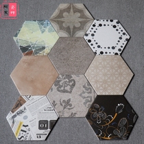 Antique small hexagonal pattern tile 200x230 living room outdoor anti-slip wear-resistant floor tiles simple retro European and American tiles