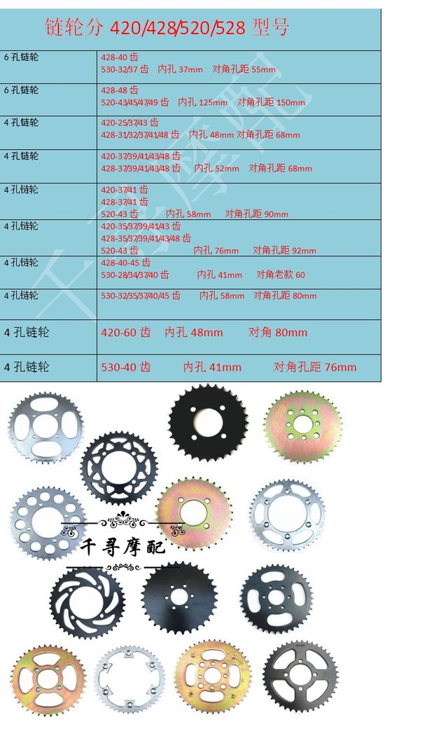 Motlon bốn bánh xe mô tô ba bánh ATV kart sửa đổi chuỗi xích bánh xích lớn xích bánh xích lớn 	nhông xích xe máy did	