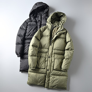 Spanish Order Cabinet 1199 Export Surplus Men's Warm Duck down Puffy Hooded Mid-Length down Jacket Coat