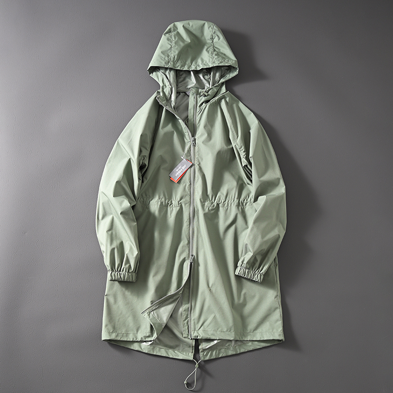 North American Orders for Exportable Women's Outdoor Rainproof Hooded Mid-Length Jacket with Raglan Sleeves and Adjustable Waist, Trendy Windbreaker