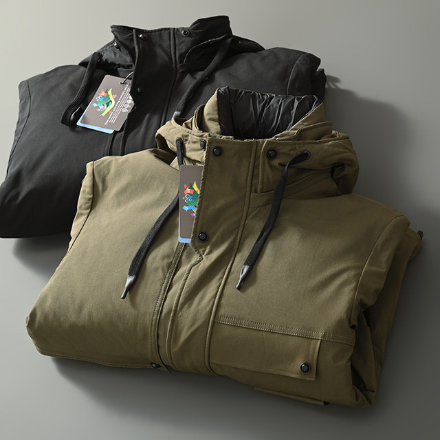 Offline 2000+ Surplus Export Men's High-End Three-In-One Detachable down Liner Hooded Parka Jacket