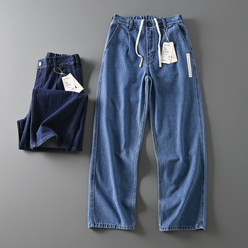 Exported to Island Countries, Enzyme-Washed, Stylish and Cool, Lace-Up Workwear, Loose Straight-Leg, Versatile Casual Denim Pants