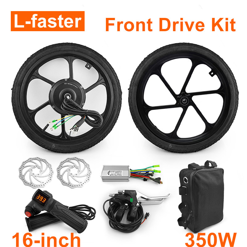 ชุดมอเตอร์จักรยานไฟฟ้า 16 นิ้ว กำลัง 350W พร้อมสตาร์ทเตอร์ มอเตอร์ฮับขับเคลื่อนล้อหน้า