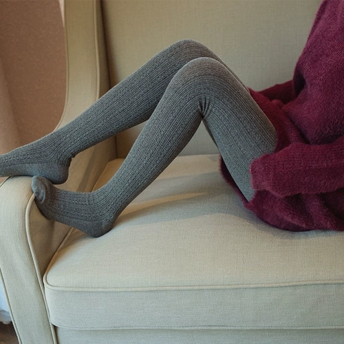 Базовые зимние штаны, сиреневые белые цветные шерстяные колготки, 2019, увеличенная толщина