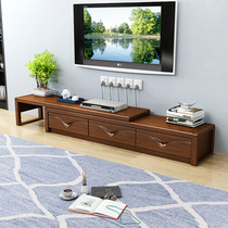 TV cabinet Chinese solid wood TV cabinet simple storage floor cabinet Small apartment telescopic living room cabinet low cabinet oak furniture
