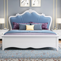 Solid wood bed American modern minimalist double wedding bed Light luxury master bedroom American bed 1 51 8m princess bed European bed