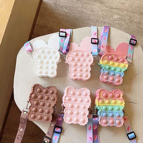 Детская сумка, милая сумка через плечо, кролик, небольшая сумка, маленький слайм, детский рюкзак, с медвежатами, антистресс