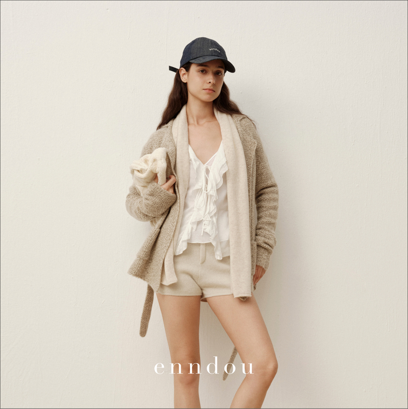 Enndou 100% Cashmere Fake Two-Piece High-End Top Spring and Autumn New Knitted Sweater Jacket Women's Original Sweater