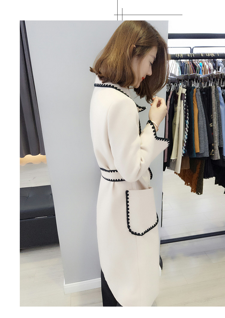 Quần áo mùa xuân châu Âu quần áo nữ 2019 mới Hàng châu Âu thủy triều áo len trắng phiên bản Hàn Quốc của áo khoác len dài - Accentuated eo áo ao khoac dạ nu sanh dieu