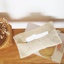 Exclusive design hand-made tissue bag Minimalist rustic wind stick needle woven pumping paper storage box can be hung facial tissue bag