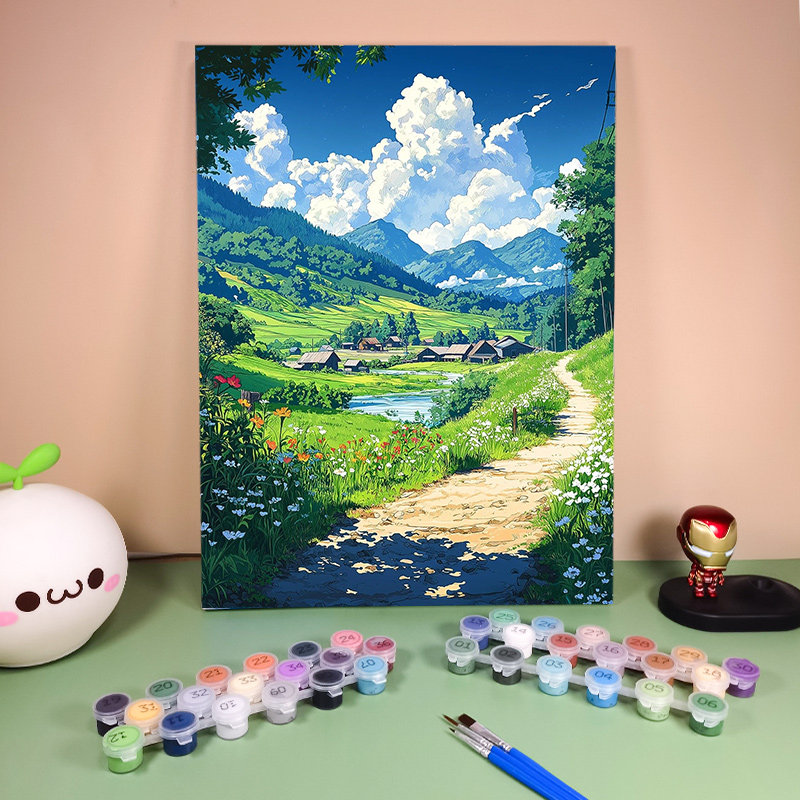 宫崎骏数字油画手工diy填色画治愈风景夏天龙猫装饰儿童手绘礼物-淘宝网