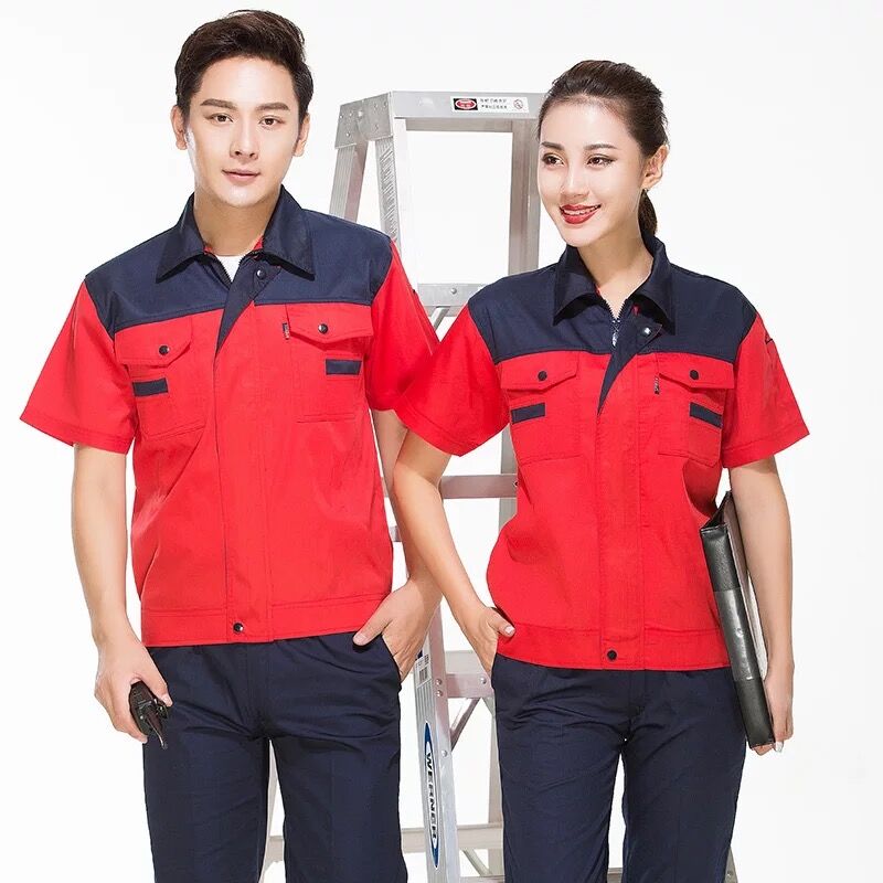 Summer workclothes ngắn tay phù hợp với tùy chỉnh áo khoác nam bảo hộ lao động nhà máy đồng phục xưởng nam lao động quần áo bảo hộ quần áo sửa chữa ô tô