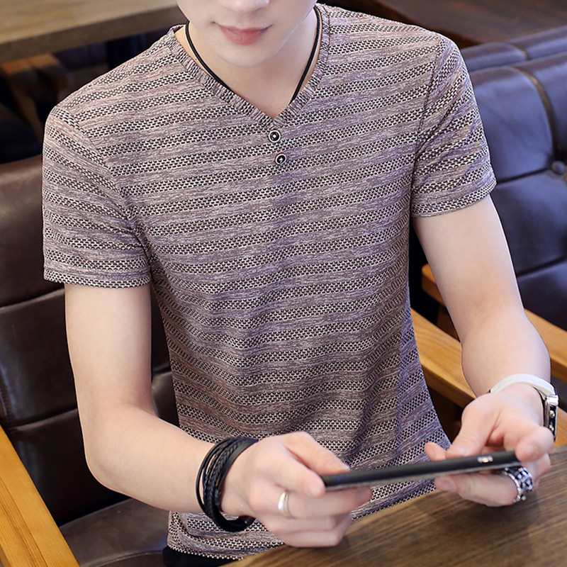 Men's Short-Sleeved T-Shirt V-Neck 2026 New Summer Youth Ice Silk Half-Sleeve T-Shirt Korean Style Trendy Men's Clothing Top Men's Short-Sleeved T-Shirt V-Neck 2026 New Summer Youth Ice Silk Half-Sleeve T-Shirt Korean Style Trendy Men's Clothing Top