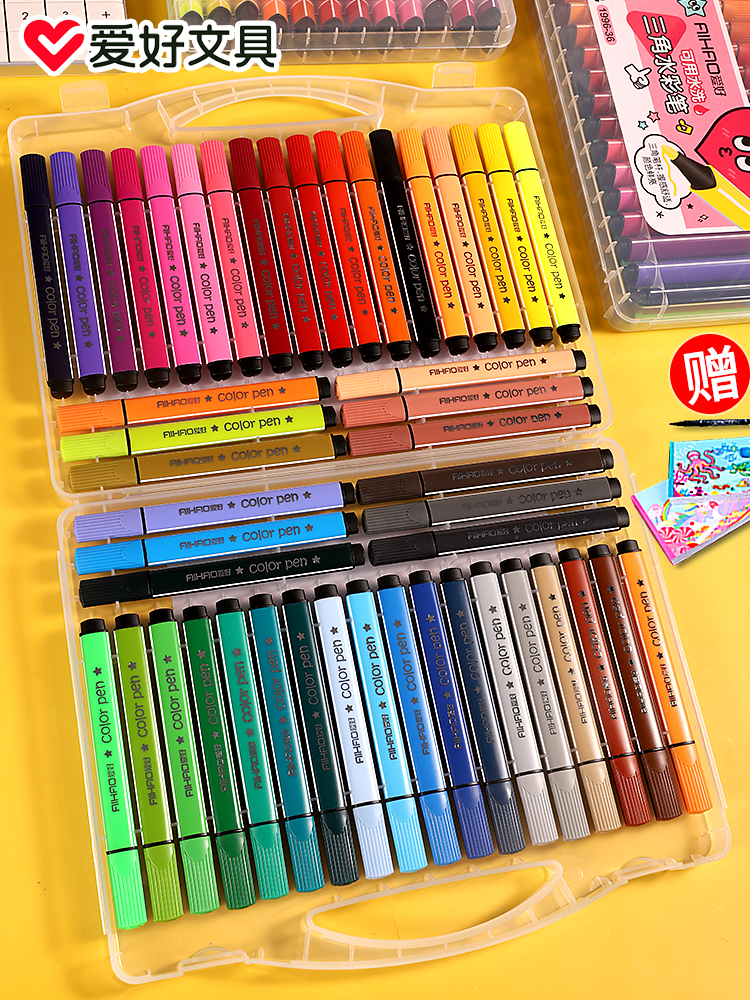 Hobby watercolor pen 48 colors children's color pen 24 colors washable thick head painting seal color pen set graffiti painting brush 48 colors safe kindergarten primary school students double head professional art wholesale