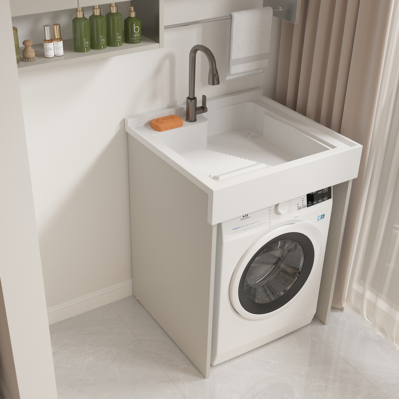 Honeycomb Aluminum Washing Machine Cabinet Integrated with a Small Basin for Small Apartments, Balcony Integrated Washboard Sink, Bathroom Cabinet Honeycomb Aluminum Washing Machine Cabinet Integrated with a Small Basin for Small Apartments, Balcony Integrated Washboard Sink, Bathroom Cabinet