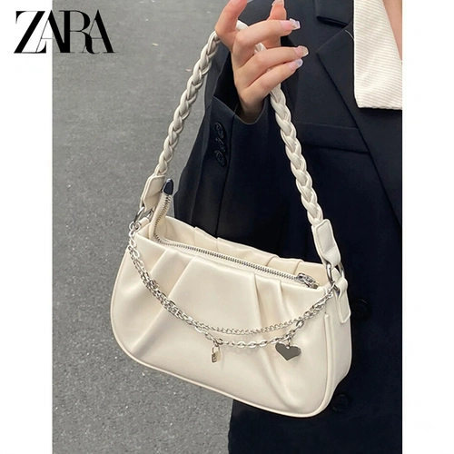 Белая небольшая дизайнерская летняя сумка подмышку, сумка на одно плечо, цепь, премиум класс