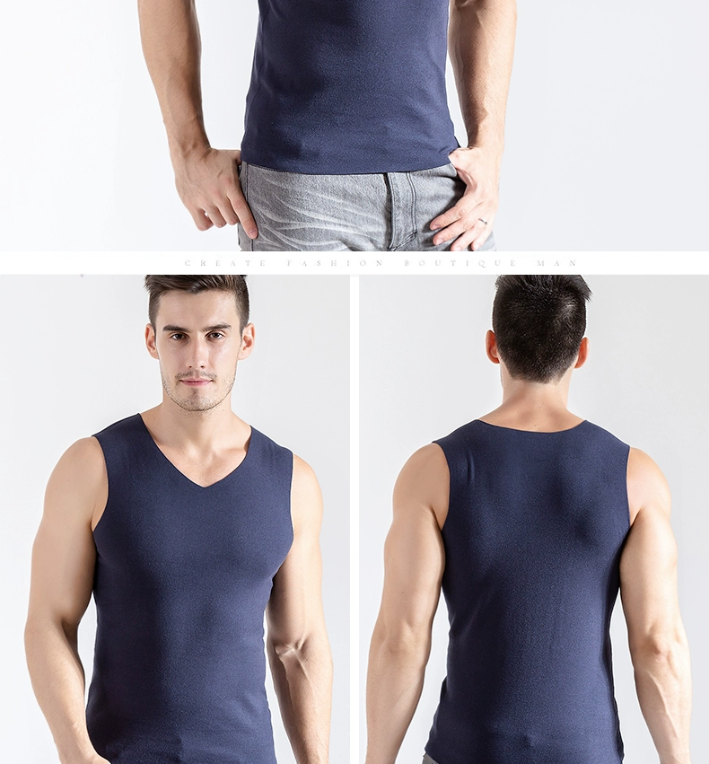 Áo vest nam liền thân ấm áp hai mặt cộng với nhung dày bó sát cơ thể Kiểu áo giữ nhiệt thanh niên mùa đông thủy triều