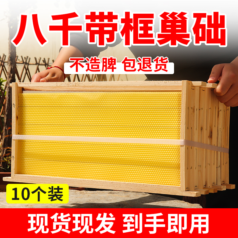 Authentic Eight-Thousand-Frame Honeycomb Foundation, Finished Honeycomb Frame, Bee Honeycomb, Deep Cell Honeycomb, Beech Wood Frame with Beeswax Sheets