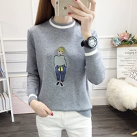 Серый вышитый маленький свитер (без бархата)