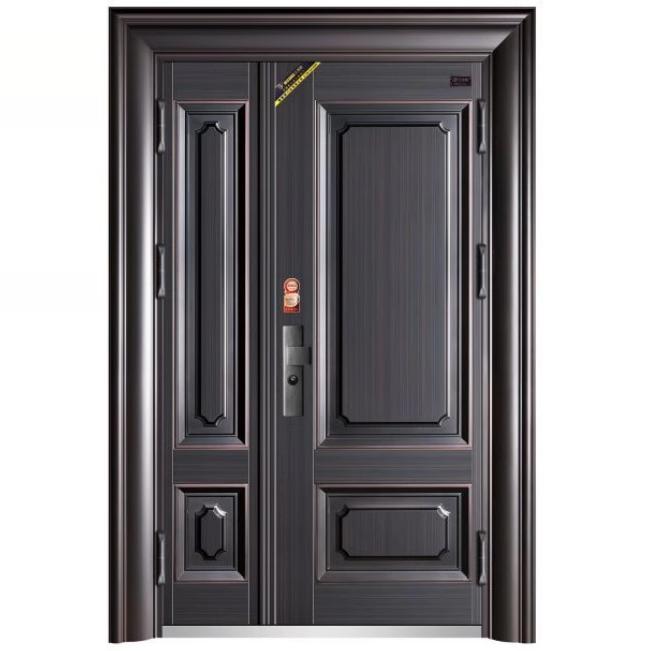 锌合金别墅大门双开门农村自建房大门进户门乡村四开入户门仿铜门