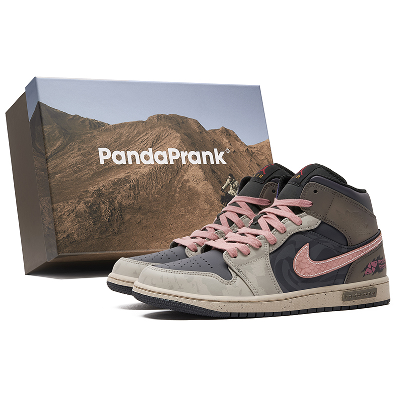 Panda Prank Air Jordan 1 Mid Trailblazer Sand Heart Trendy High-Top Retro Basketball Shoes