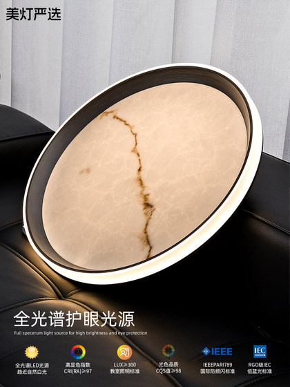 Beautifully Crafted Italian-Style Minimalist High-End Bedroom Lamp, Modern Light Luxury Marble-Patterned High-Brightness Eye-Protection Ceiling Light for Study Room
