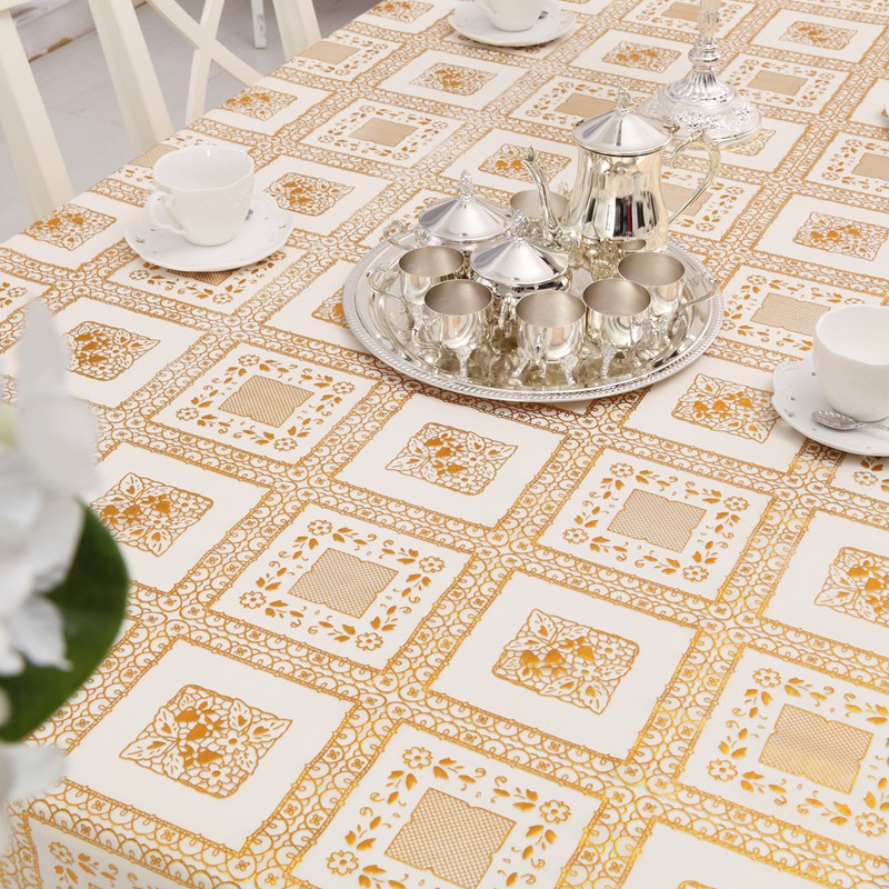 European pastoral tablecloth Waterproof leave-in plastic fabric round table cloth PVC oil-proof table mat Coffee table mat