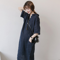 Pregnant woman summer clothing cotton linen dress pregnancy can be suckling pure cotton summer long with kneecap length dress and dress loose for large size