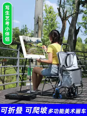 Sketching car Multi-function trolley art cart Integrated trolley Easel car Folding painting car painting bag painting bag painting box Outdoor sketching car Art examination special car Portable climbing floor with seat