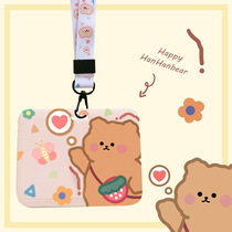 Cartoon Bear Subway Bus Cutting Sleeve Student Campus Cute Meal Card Protective Sheath Transport Card Entrance Guard sleeve with hanging rope