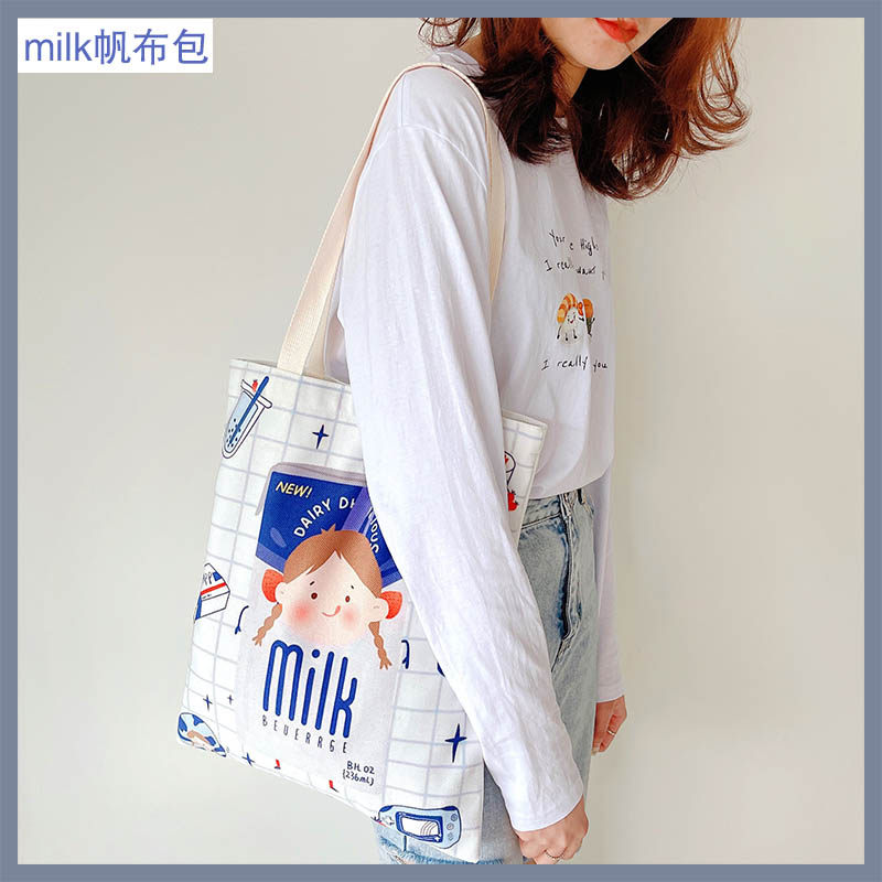 Japanese one-shoulder canvas bag female cute handbag ins cloth bag student large-capacity environmental protection shopping bag small fresh